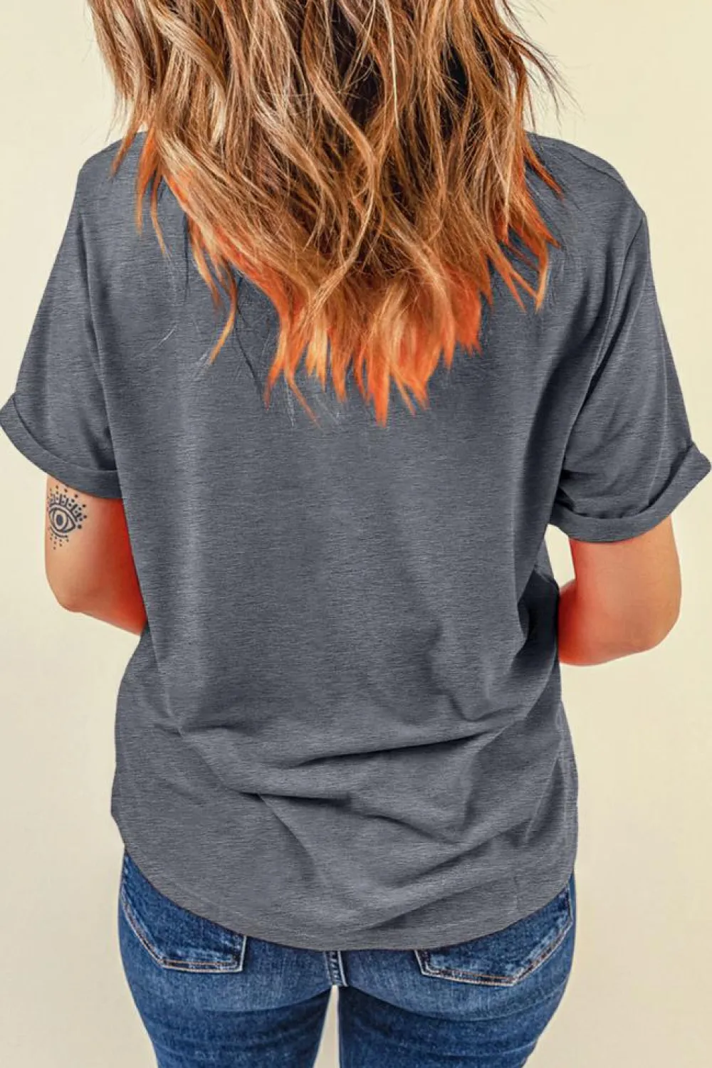 Discount Dear-Lover Casual Plain Crew Neck Tee Gray