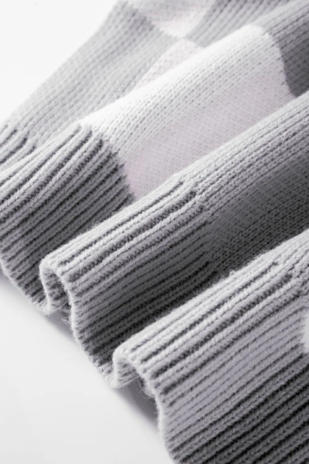 Sale Dear-Lover Checkered Bishop Sleeve Sweater Gray