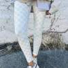 Outlet Dear-Lover Checkered Pattern High Waist Skinny Leggings Gray