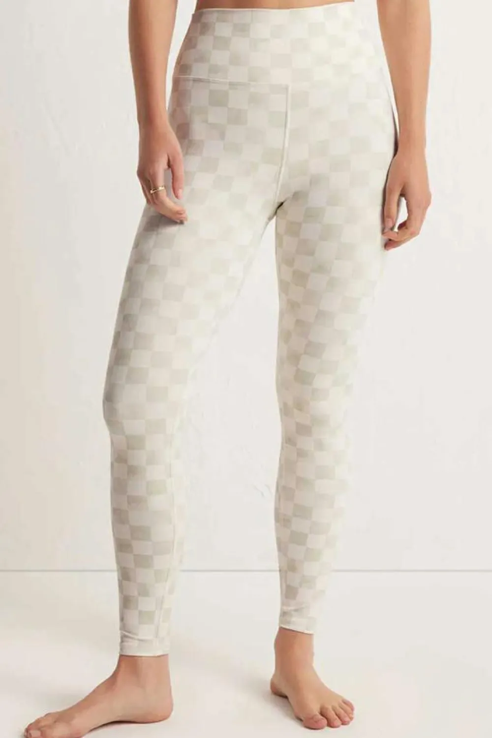 Outlet Dear-Lover Checkered Pattern High Waist Skinny Leggings Gray