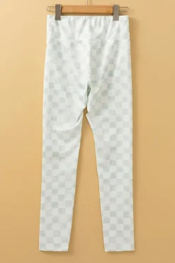 Outlet Dear-Lover Checkered Pattern High Waist Skinny Leggings Gray