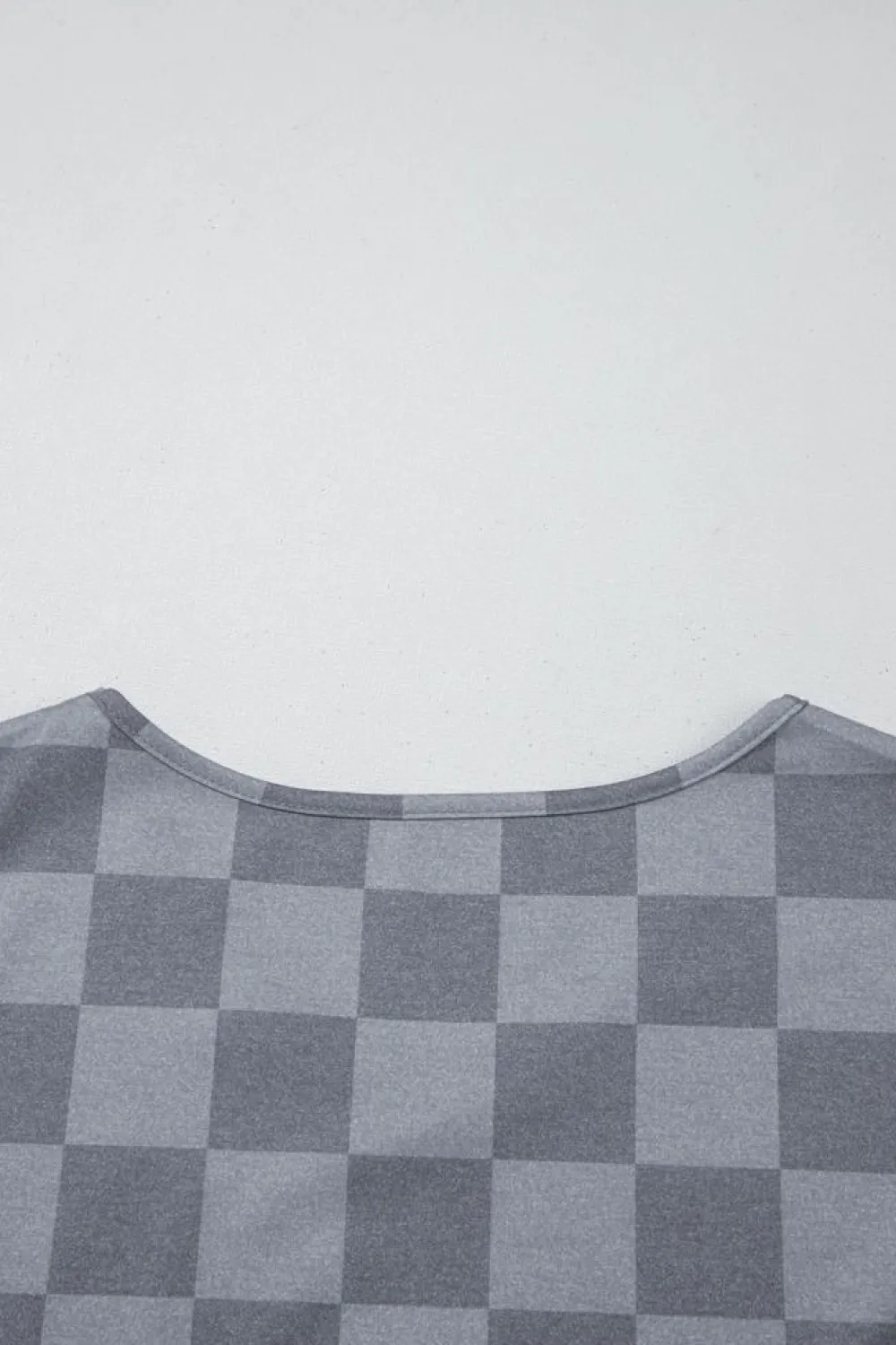 Discount Dear-Lover Checkered V Neck Tee Drawstring Shorts Lounge Set Gray