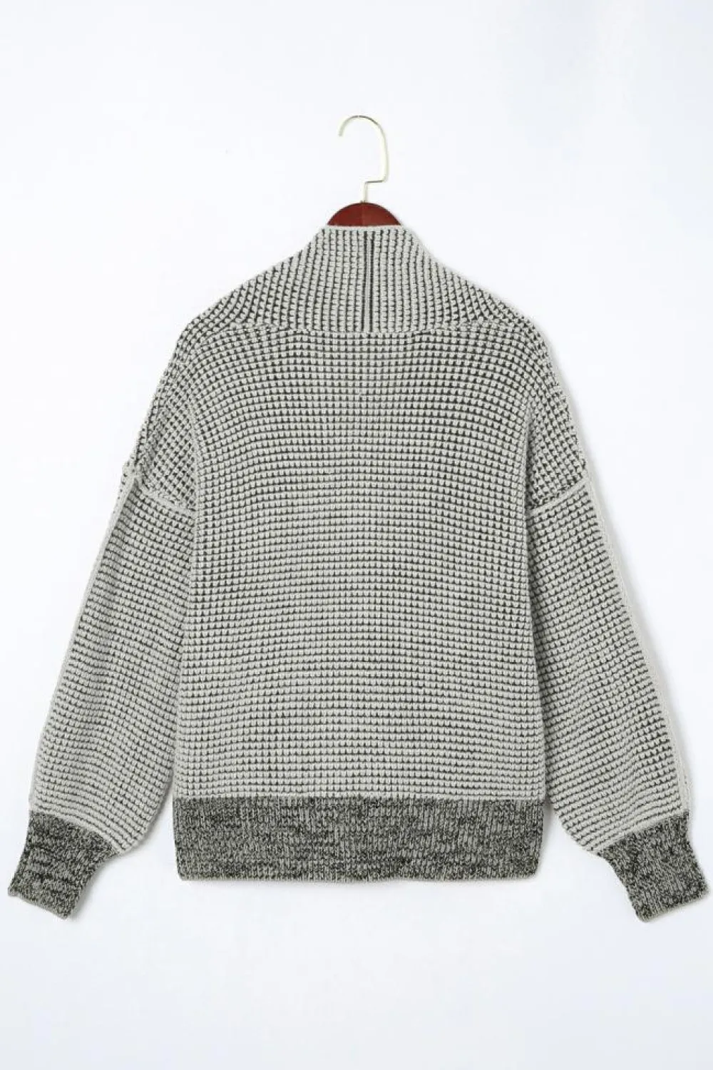Clearance Dear-Lover Chunky Waffle Knit Oversized Collar Cardigan Gray