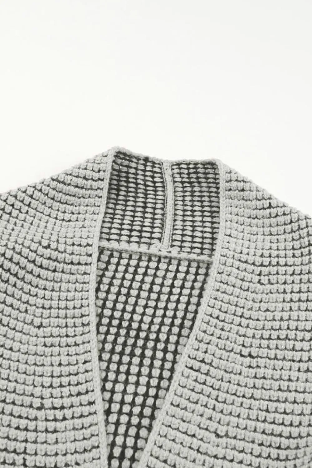 Clearance Dear-Lover Chunky Waffle Knit Oversized Collar Cardigan Gray