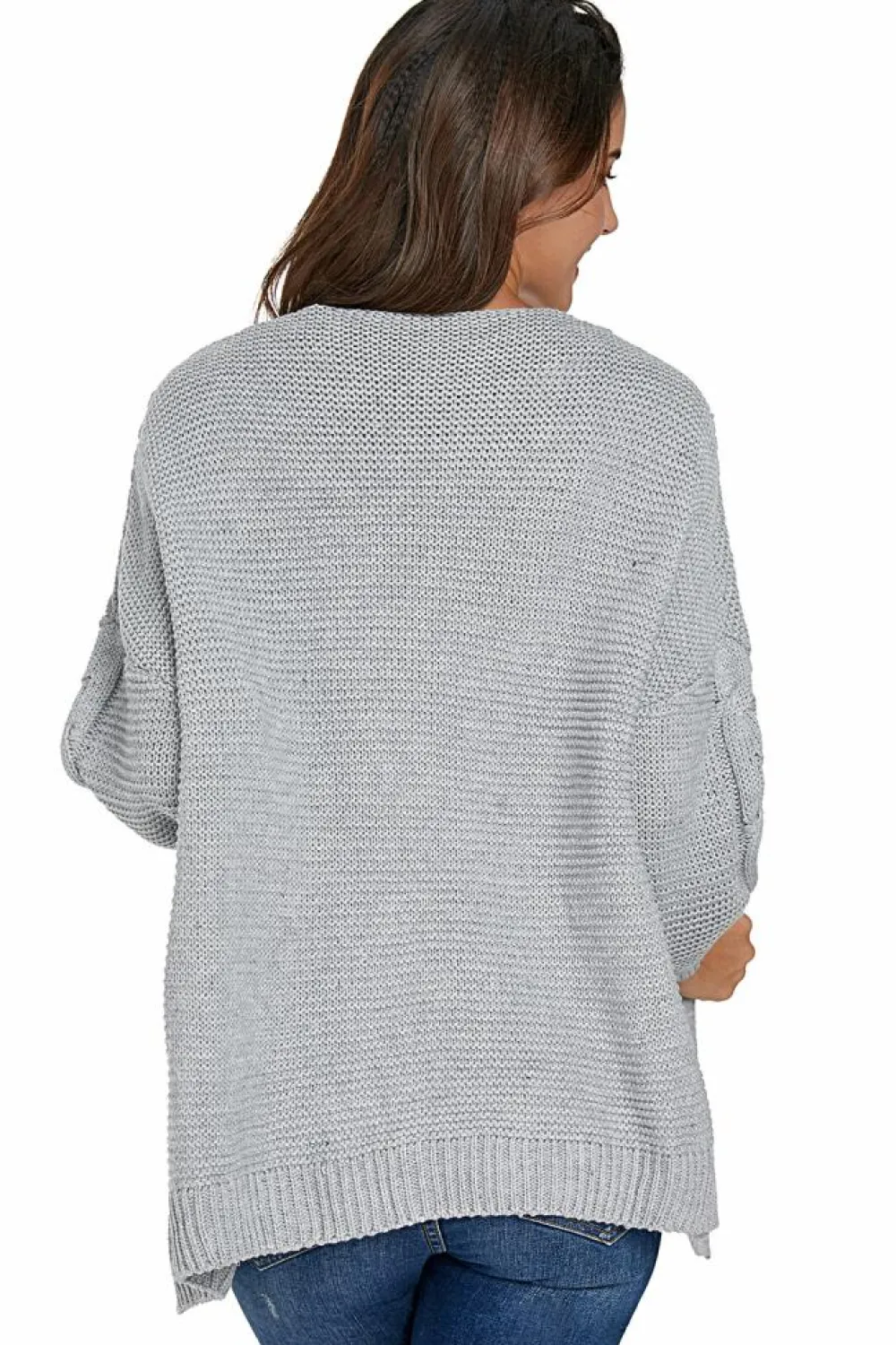 Discount Dear-Lover Chunky Wide Long Sleeve Knit Cardigan Gray
