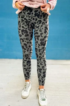 Clearance Dear-Lover Classic Leopard Print Active Leggings Gray