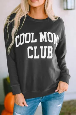 Sale Dear-Lover COOL MOMS CLUB Drop Shoulder Sweatshirt Gray