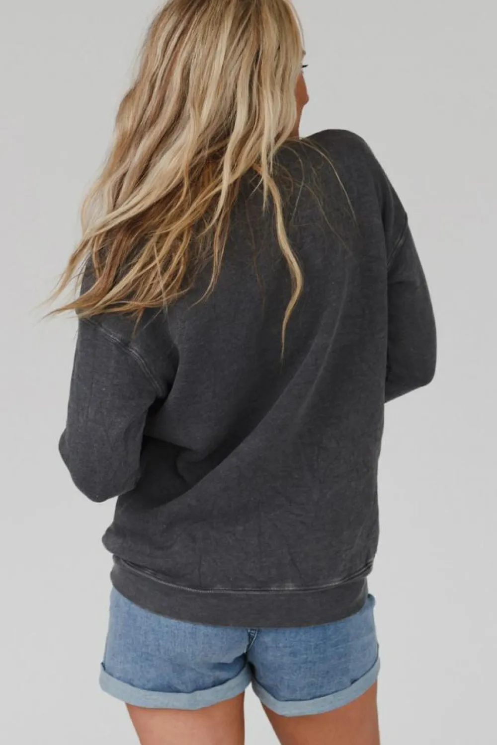 Sale Dear-Lover COOL MOMS CLUB Drop Shoulder Sweatshirt Gray