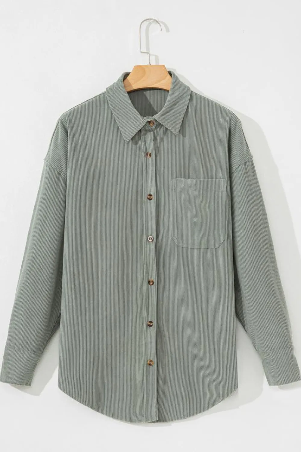 New Dear-Lover Corduroy Button Pocket Shirt Gray