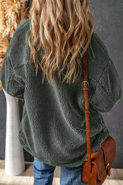 New Dear-Lover Corduroy Trim Elbow Patch Sherpa Jacket Gray