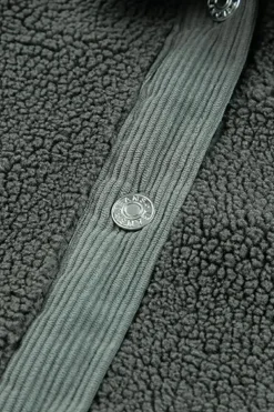 New Dear-Lover Corduroy Trim Elbow Patch Sherpa Jacket Gray