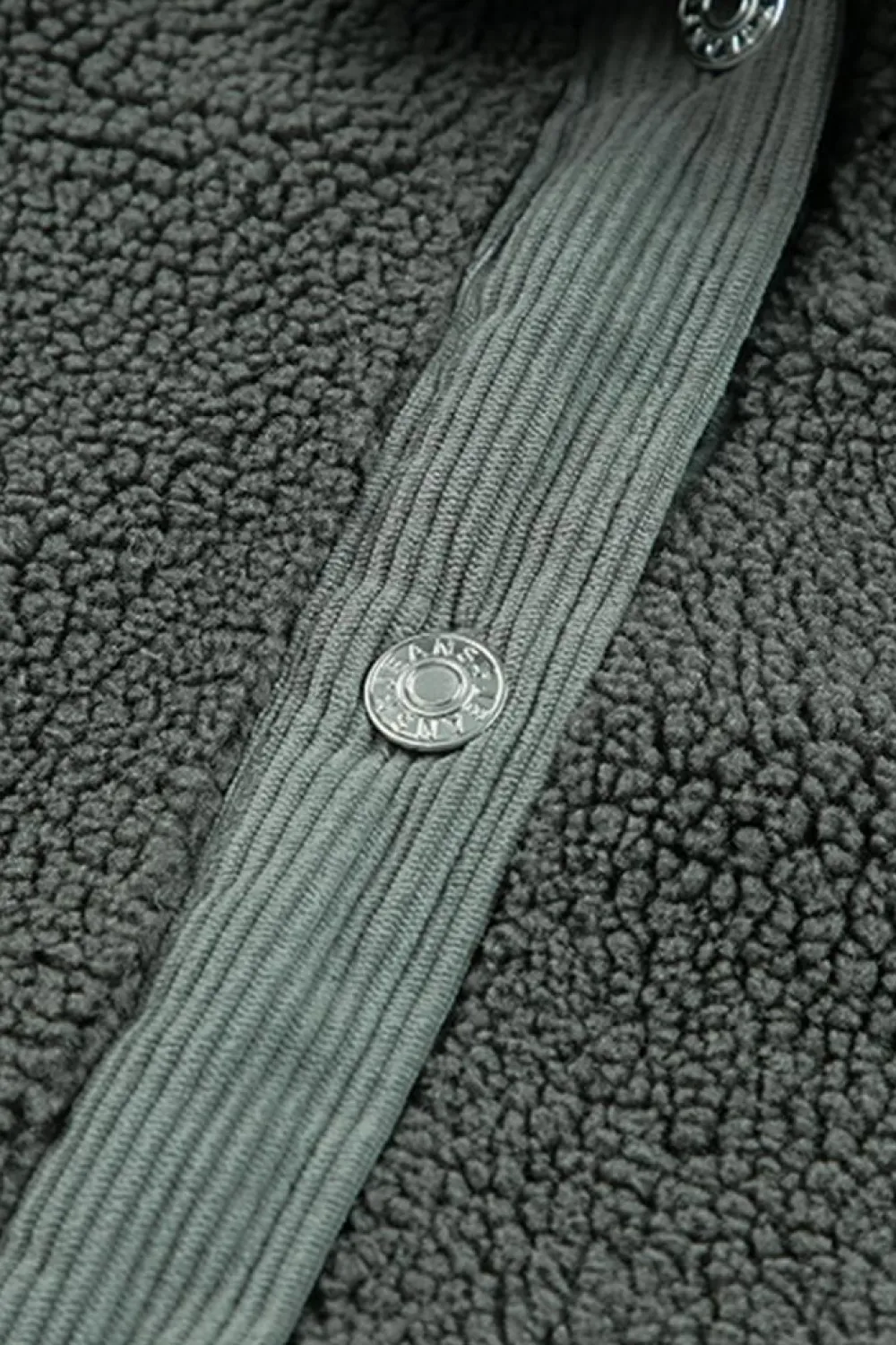 New Dear-Lover Corduroy Trim Elbow Patch Sherpa Jacket Gray
