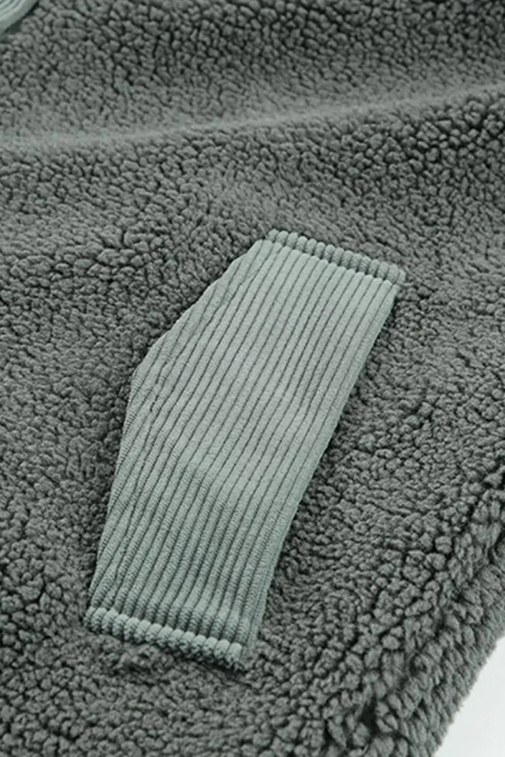 New Dear-Lover Corduroy Trim Elbow Patch Sherpa Jacket Gray