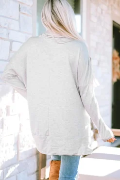 Discount Dear-Lover Cowl Neck Shift Tunic Top Gray