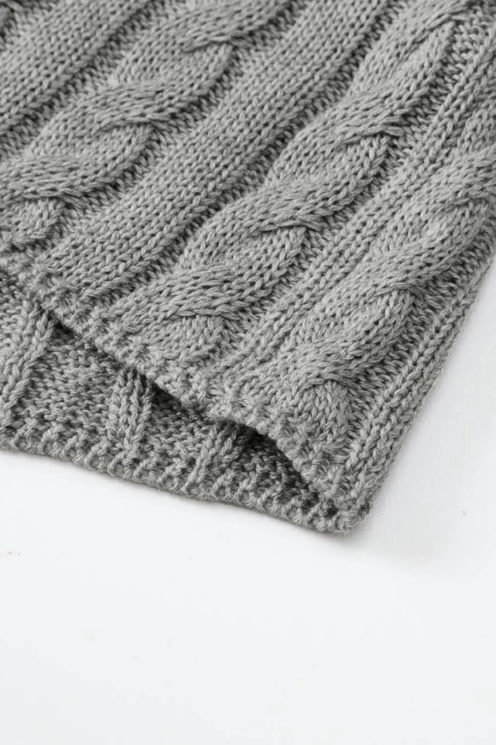 Sale Dear-Lover Crew Neck Cable Knit Short Sleeve Sweater Gray