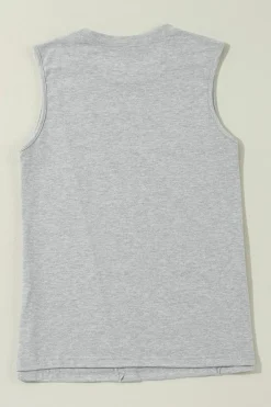 New Dear-Lover Crew Neck Pleated Tank Top Gray
