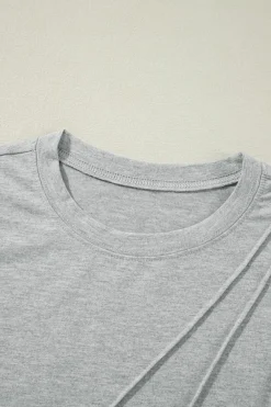 New Dear-Lover Crew Neck Pleated Tank Top Gray