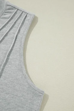New Dear-Lover Crew Neck Pleated Tank Top Gray