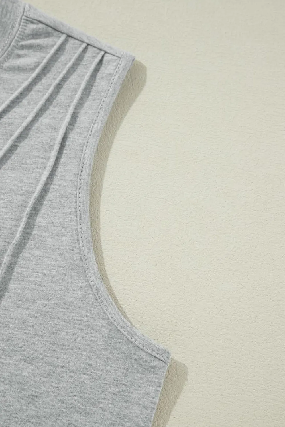 New Dear-Lover Crew Neck Pleated Tank Top Gray