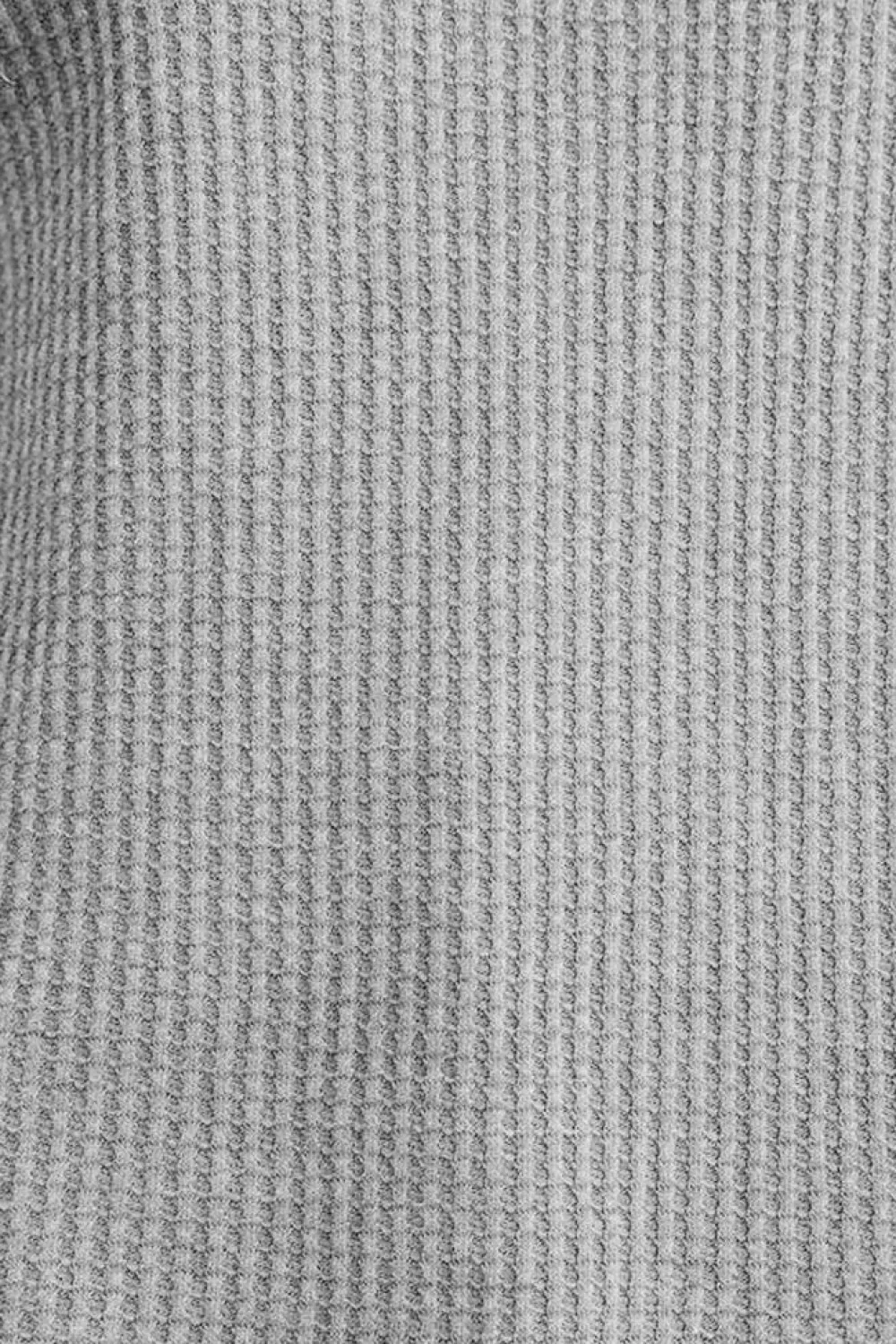 Hot Dear-Lover Crew Neck Ribbed Trim Waffle Knit Top Gray