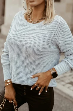 Discount Dear-Lover Cross Back Hollow-out Sweater Gray