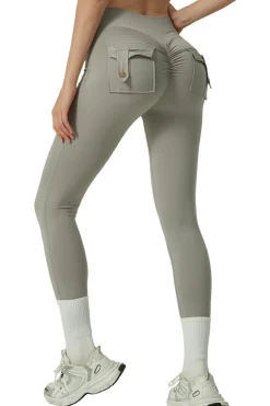 Clearance Dear-Lover Crunched Cargo High Waist Active Leggings Gray