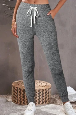 New Dear-Lover Drawstring Waist Pocketed Joggers Gray