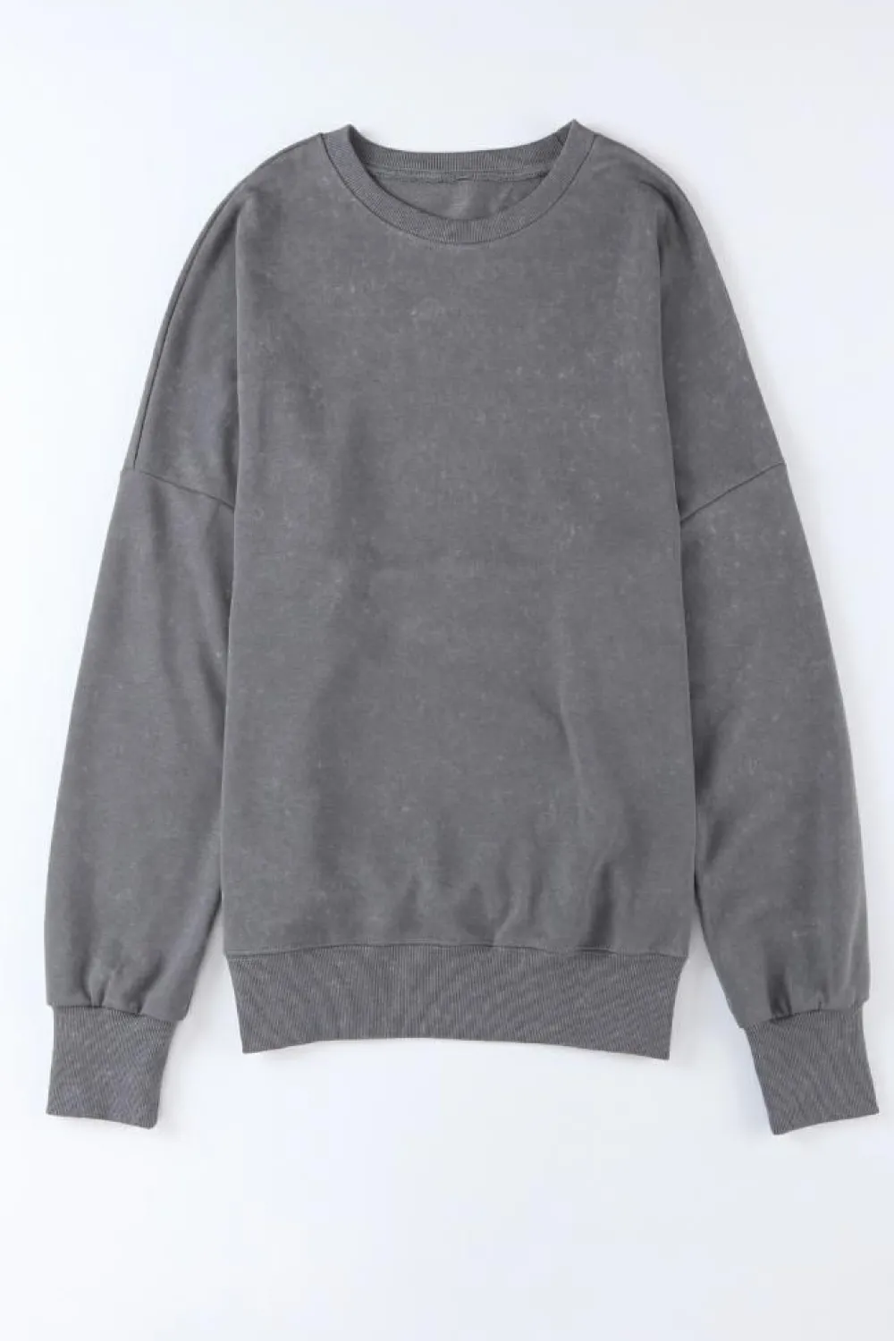 New Dear-Lover Drop Shoulder Ribbed Trim Oversized Sweatshirt Gray