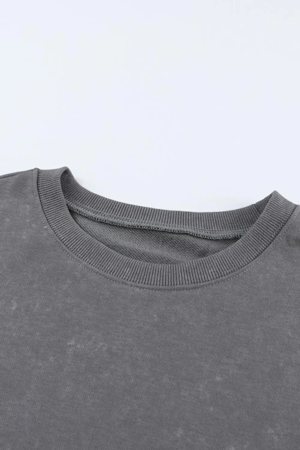New Dear-Lover Drop Shoulder Ribbed Trim Oversized Sweatshirt Gray