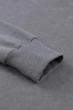 New Dear-Lover Drop Shoulder Ribbed Trim Oversized Sweatshirt Gray