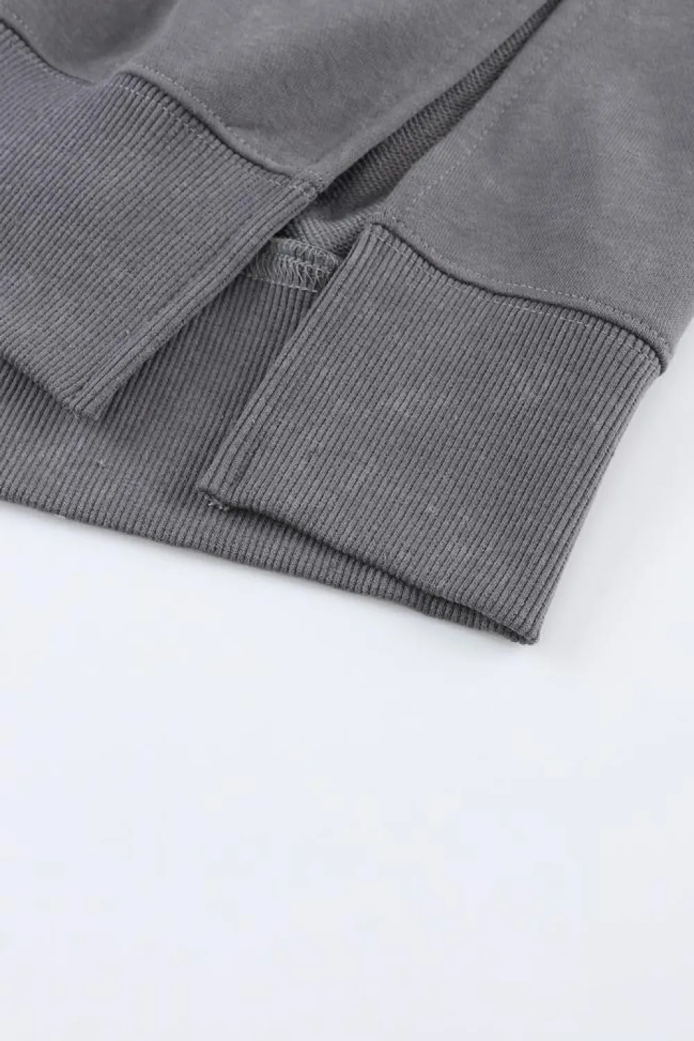 New Dear-Lover Drop Shoulder Ribbed Trim Oversized Sweatshirt Gray