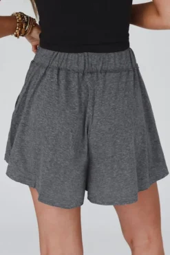 Fashion Dear-Lover Elastic Waist Culotte Shorts Gray