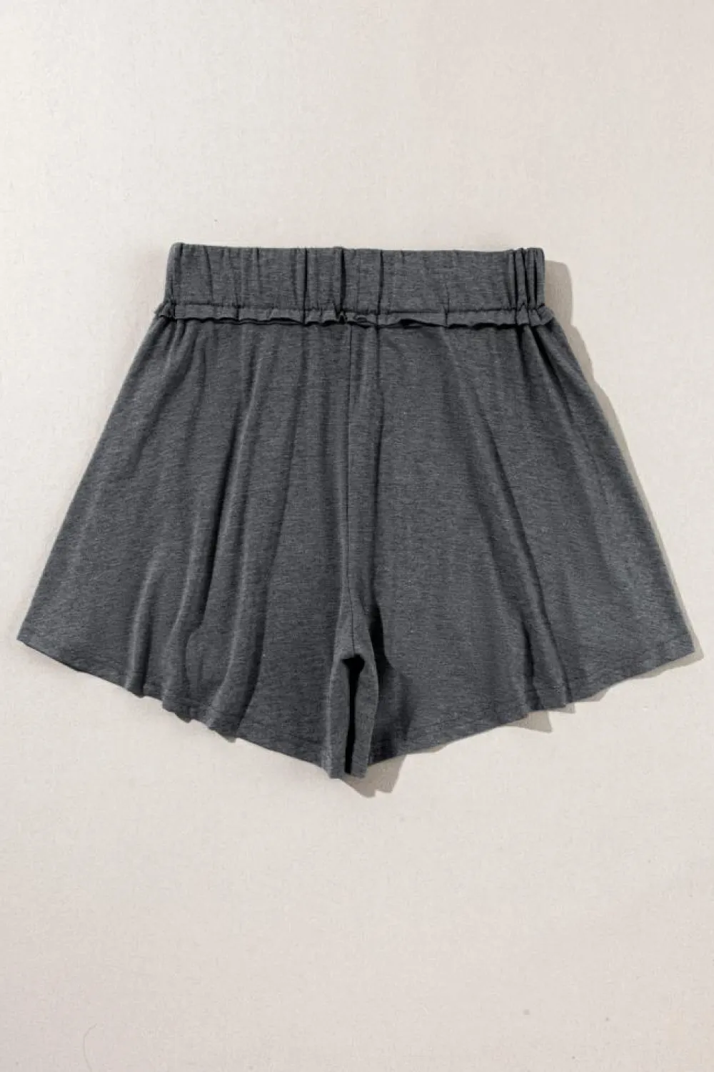 Fashion Dear-Lover Elastic Waist Culotte Shorts Gray
