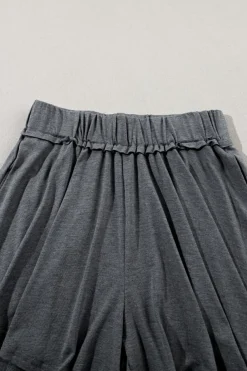 Fashion Dear-Lover Elastic Waist Culotte Shorts Gray