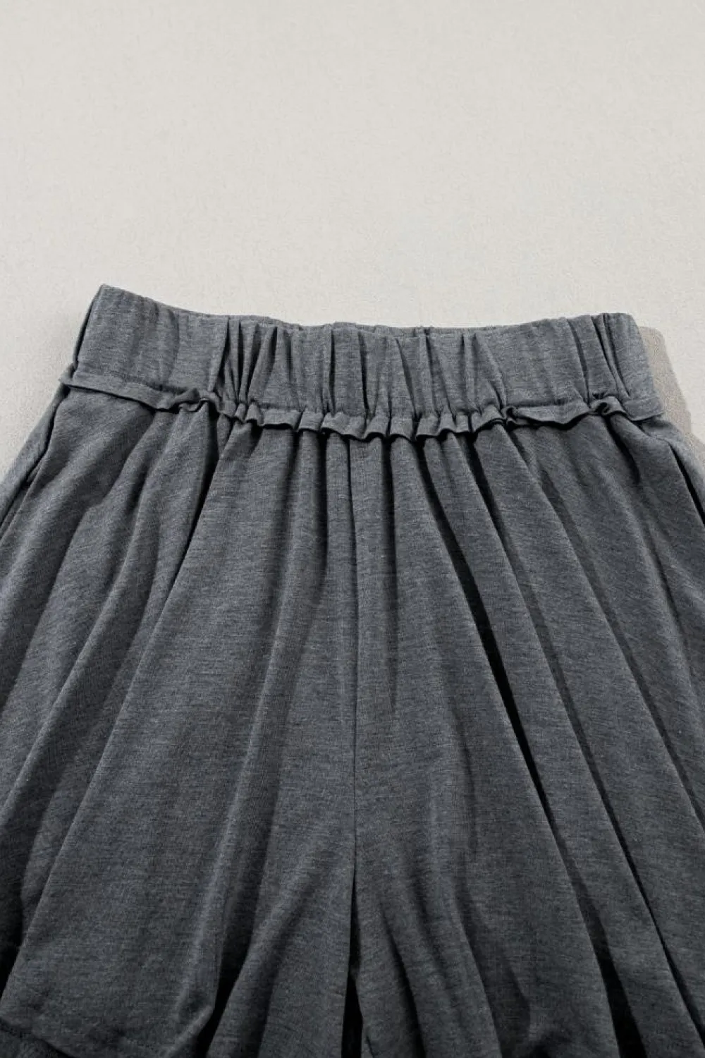 Fashion Dear-Lover Elastic Waist Culotte Shorts Gray