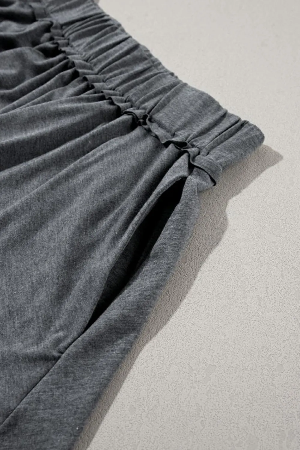 Fashion Dear-Lover Elastic Waist Culotte Shorts Gray
