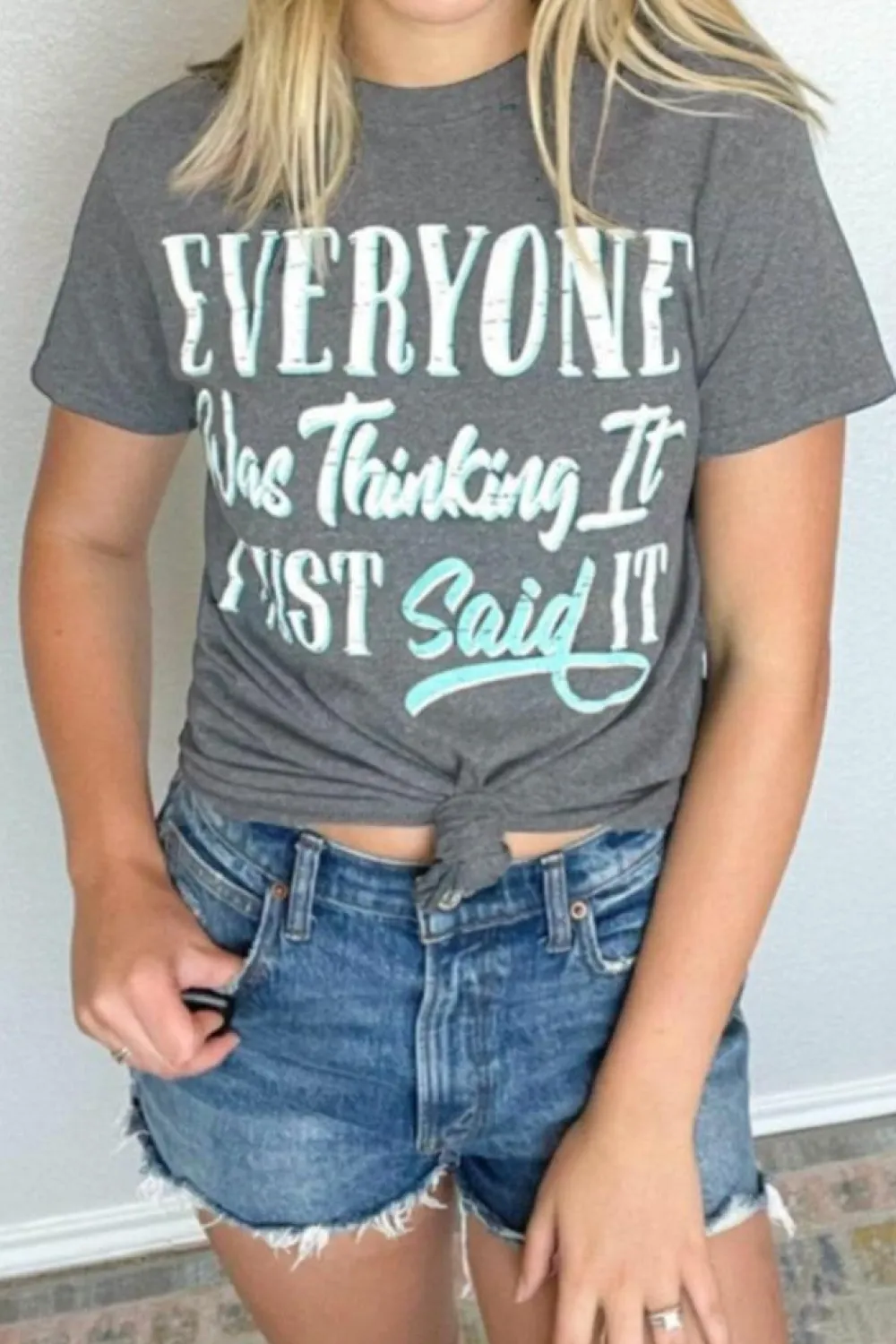 Sale Dear-Lover EVERYONE Was Thinking It Graphic Tee Gray