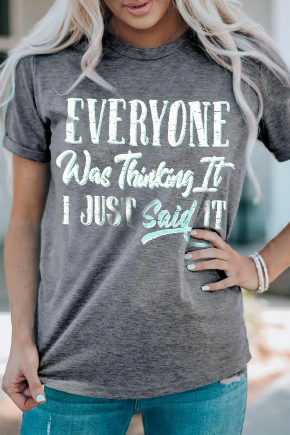 Sale Dear-Lover EVERYONE Was Thinking It Graphic Tee Gray