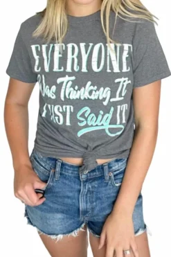 Sale Dear-Lover EVERYONE Was Thinking It Graphic Tee Gray