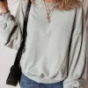 Hot Dear-Lover Exposed Seam Batwing Sleeve Drop Shoulder Sweatshirt Gray