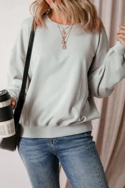 Hot Dear-Lover Exposed Seam Batwing Sleeve Drop Shoulder Sweatshirt Gray