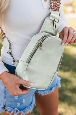 Hot Dear-Lover Faux Leather Zipped Crossbody Chest Bag Gray