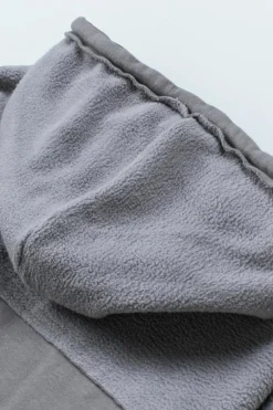 Fashion Dear-Lover Flap Pocket Drawstring Hood Zip Up Jacket Gray