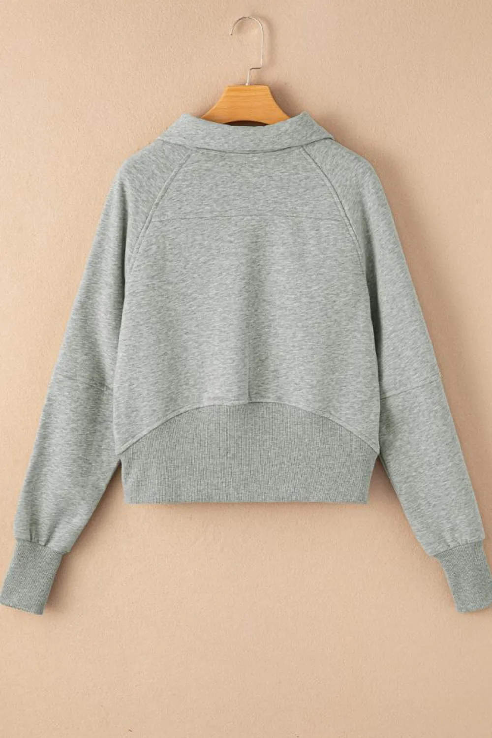 Clearance Dear-Lover Fleece Lined Zip Up Stand Collar Thumbhole Sleeve Sweatshirt Gray