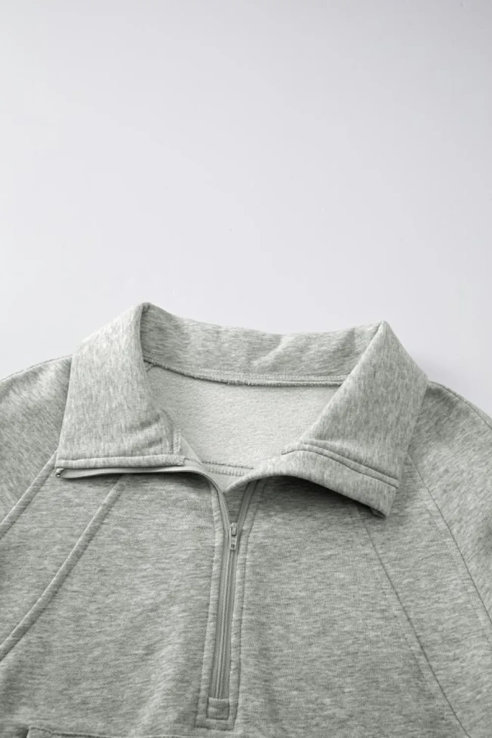 Clearance Dear-Lover Fleece Lined Zip Up Stand Collar Thumbhole Sleeve Sweatshirt Gray