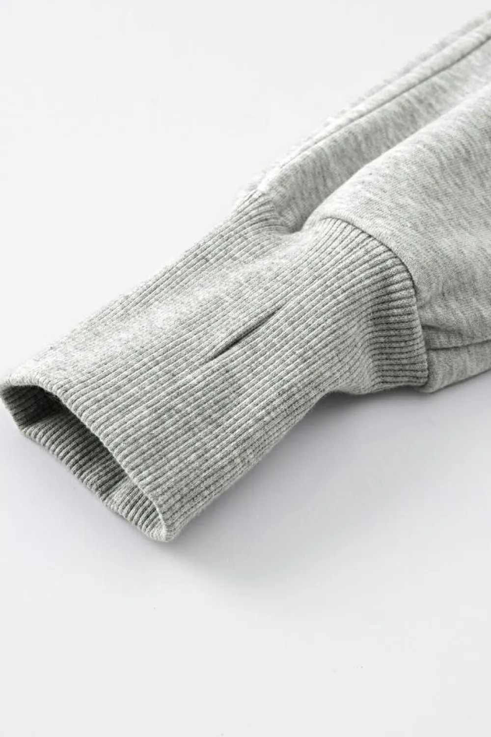 Clearance Dear-Lover Fleece Lined Zip Up Stand Collar Thumbhole Sleeve Sweatshirt Gray