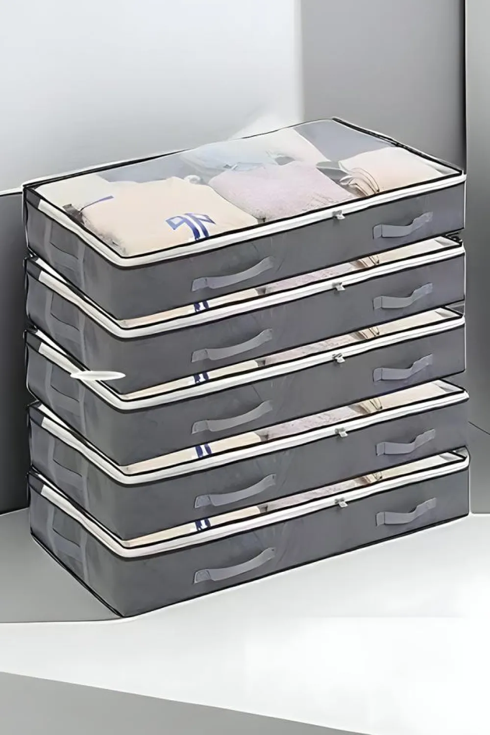 Hot Dear-Lover Foldable Clear Window Zipper Storage Bag Gray