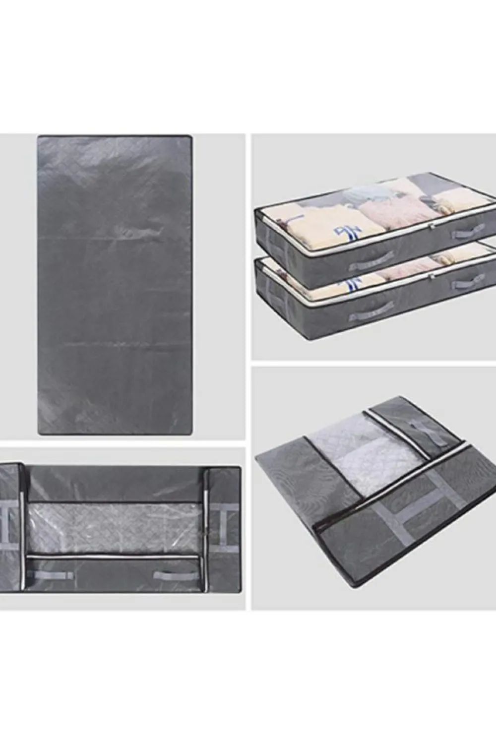 Hot Dear-Lover Foldable Clear Window Zipper Storage Bag Gray