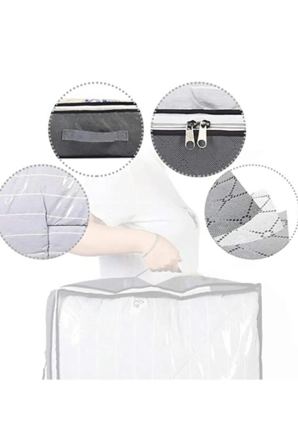 Hot Dear-Lover Foldable Clear Window Zipper Storage Bag Gray