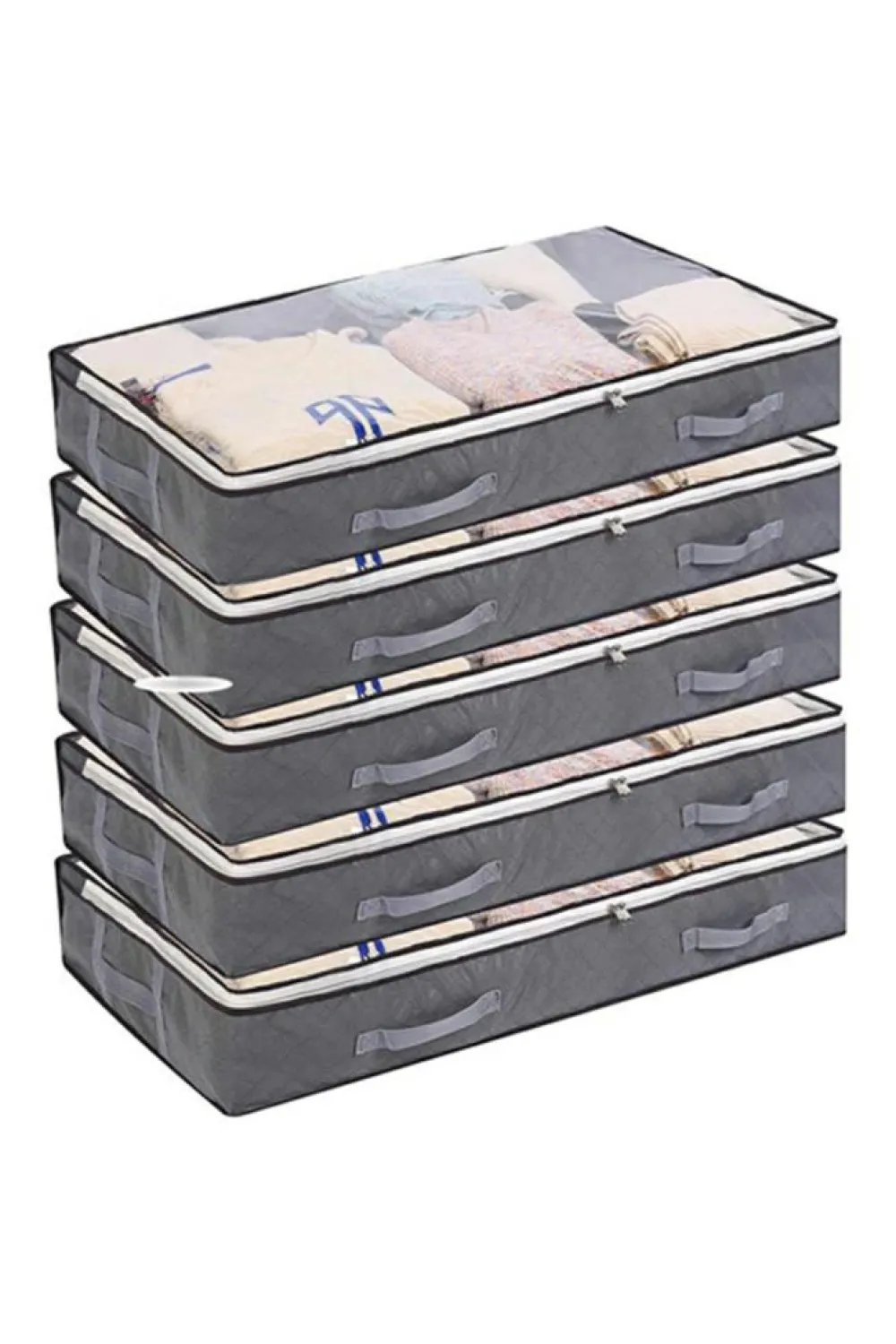 Hot Dear-Lover Foldable Clear Window Zipper Storage Bag Gray